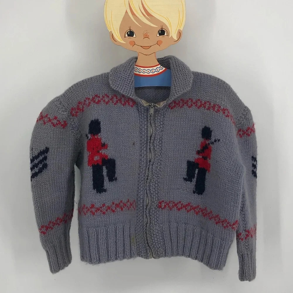 vintage 1950s Zip cardigan British guards 3-4